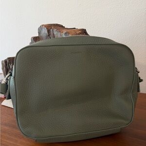 All Saints Olive Leather Toiletry Bag